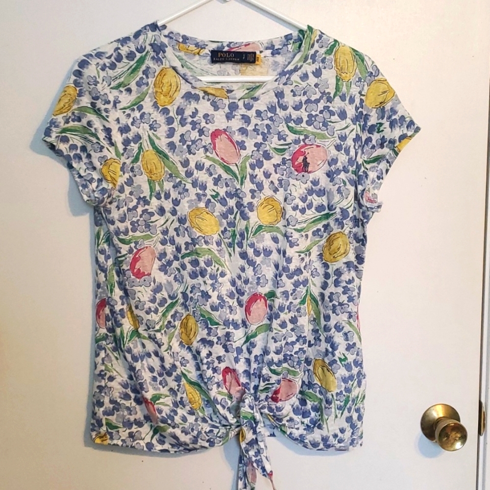 Polo Ralph Lauren women's S floral tie front T-shirt